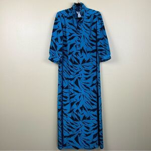 Vintage Pearl Hawaii Dress Maxi Blue and Black Zebra Patterned Size S